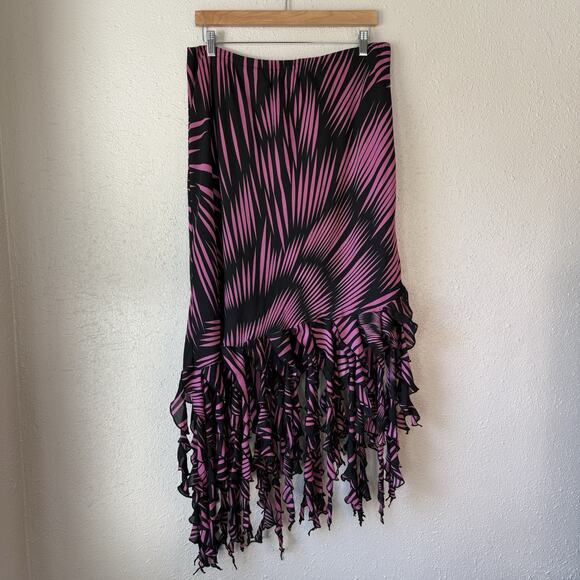 Vintage Y2K Emo Punk Mermaid Geometric Tassel Maxi Skirt - Black, Purple Wms XL - Picture 1 of 11